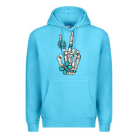 Ocean Blue turquoise gemstone skeleton hand Premium Hoodie - MaliasSmallBusiness