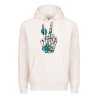 Pale Pink turquoise gemstone skeleton hand Premium Hoodie - MaliasSmallBusiness