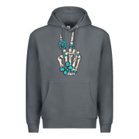 Rock turquoise gemstone skeleton hand Premium Hoodie - MaliasSmallBusiness