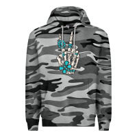 Slate Camo turquoise gemstone skeleton hand Premium Hoodie - MaliasSmallBusiness