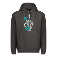 Smoke turquoise gemstone skeleton hand Premium Hoodie - MaliasSmallBusiness