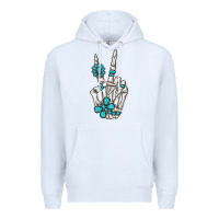 White turquoise gemstone skeleton hand Premium Hoodie - MaliasSmallBusiness
