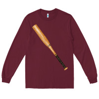 Burgundy wooden softball bat Long Sleeve Tee - FaDigitalArtStudio