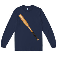 Navy wooden softball bat Long Sleeve Tee - FaDigitalArtStudio