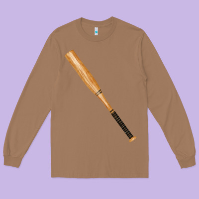 Wooden Softball Bat Long Sleeve Tee Designed By Fadigitalartstudio