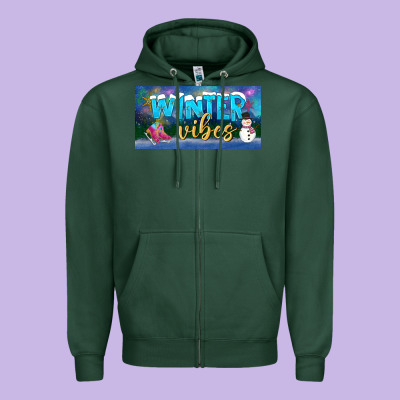Winter Vibes License Plate Zipper Hoodie Designed By Bundleandbundleshop