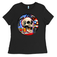 Black police skull and police equipment Ladies Tee - AdoDesignShop