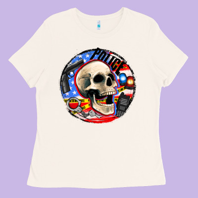 Police Skull And Police Equipment Ladies Tee Designed By Adodesignshop