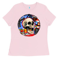 Bubblegum Pink police skull and police equipment Ladies Tee - AdoDesignShop