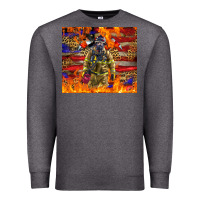Charcoal Heather Western Firefighter With American Premium Sweatshirt - LillyAllenDesigns
