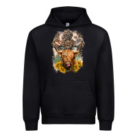 Black Western Heifer Cow with crosses Urban Hoodie - LillyAllenDesigns