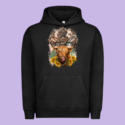 Western Heifer Cow With Crosses Urban Hoodie Designed By Lillyallendesigns