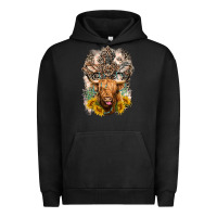 Pigment Black Western Heifer Cow with crosses Urban Hoodie - LillyAllenDesigns
