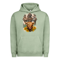 Pigment Oil Green Western Heifer Cow with crosses Urban Hoodie - LillyAllenDesigns