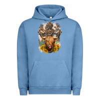 Pigment Pebble Blue Western Heifer Cow with crosses Urban Hoodie - LillyAllenDesigns