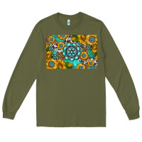 Army Green western turquoise and sunflowers skinny metal can holder Long Sleeve Tee - HRA Design Shop