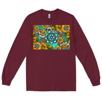 Burgundy western turquoise and sunflowers skinny metal can holder Long Sleeve Tee - HRA Design Shop