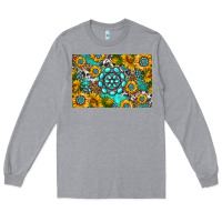 Heather Grey western turquoise and sunflowers skinny metal can holder Long Sleeve Tee - HRA Design Shop