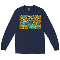 Navy western turquoise and sunflowers skinny metal can holder Long Sleeve Tee - HRA Design Shop