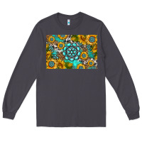 Western Turquoise And Sunflowers Skinny Metal Can Holder Long Sleeve Tee | Teevron