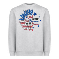 Heather Grey land of the free because of the brave Heavyweight Sweatshirt - MaliasSmallBusiness