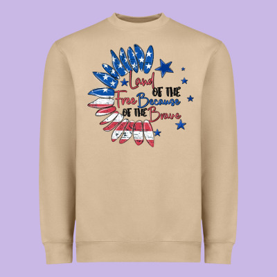 Heavyweight Sweatshirt land of the free because of the brave