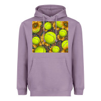 Tennis Ball With Sunflower And Racket Heavyweight Hoodie | Teevron