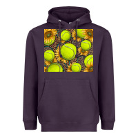 Plum tennis ball with sunflower and racket Heavyweight Hoodie - BarkalooDesign