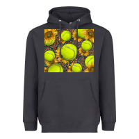 Smoke tennis ball with sunflower and racket Heavyweight Hoodie - BarkalooDesign