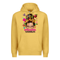 Antique Gold preschool teacher life  messy bun Premium Hoodie - NancyCooperArtShop
