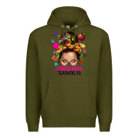 Army Green preschool teacher life  messy bun Premium Hoodie - NancyCooperArtShop