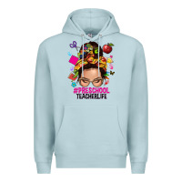 Blue Mist preschool teacher life  messy bun Premium Hoodie - NancyCooperArtShop