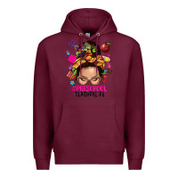 Burgundy preschool teacher life  messy bun Premium Hoodie - NancyCooperArtShop