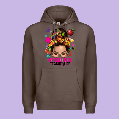 Preschool Teacher Life  Messy Bun Premium Hoodie Designed By Nancycooperartshop