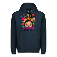 Navy preschool teacher life  messy bun Premium Hoodie - NancyCooperArtShop