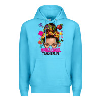 Ocean Blue preschool teacher life  messy bun Premium Hoodie - NancyCooperArtShop