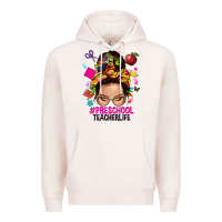 Pale Pink preschool teacher life  messy bun Premium Hoodie - NancyCooperArtShop