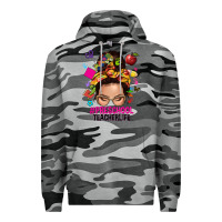 Slate Camo preschool teacher life  messy bun Premium Hoodie - NancyCooperArtShop