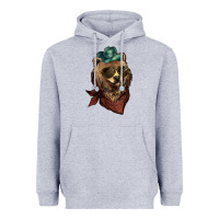 Heather Grey bear cowboy Heavyweight Hoodie - NancyCooperArtShop