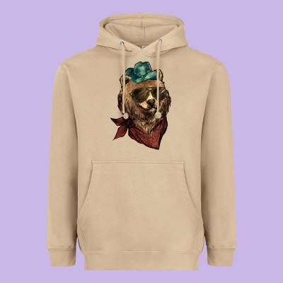 Bear Cowboy Heavyweight Hoodie Designed By Nancycooperartshop