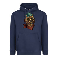 Navy bear cowboy Heavyweight Hoodie - NancyCooperArtShop