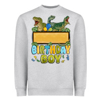 Heather Grey customized dinosaur birthday boy Heavyweight Sweatshirt - MaliasSmallBusiness