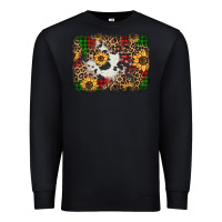 Black distressed christmas sunflowers leopard cowhide background Premium Sweatshirt - Jasminsmagicworld