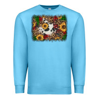Ocean Blue distressed christmas sunflowers leopard cowhide background Premium Sweatshirt - Jasminsmagicworld