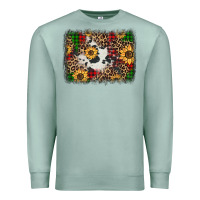 Seafoam distressed christmas sunflowers leopard cowhide background Premium Sweatshirt - Jasminsmagicworld