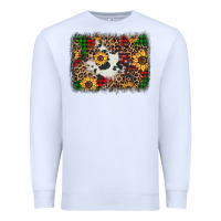 White distressed christmas sunflowers leopard cowhide background Premium Sweatshirt - Jasminsmagicworld