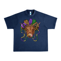 Navy highland cow with mardi gras hat Urban Heavy Tee - RanaPortraitStore