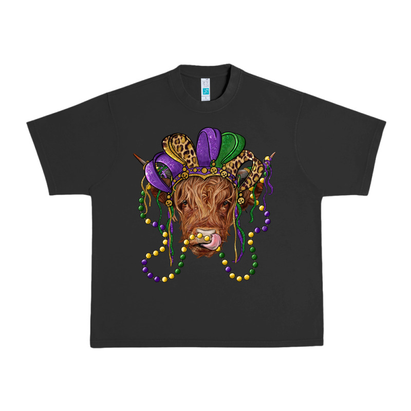 Highland Cow With Mardi Gras Hat Urban Heavy Tee by RanaPortraitStore | Teevron