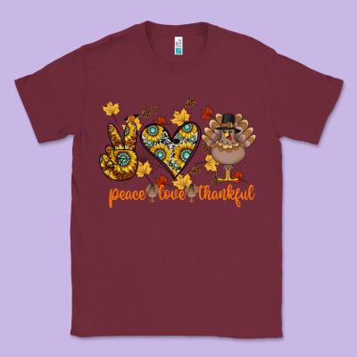 Peace Love Thankful Classic Tee Designed By Cowhidedigitalart