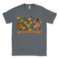 Charcoal Heather Peace Love Thankful Classic Tee - CowhideDigitalArt